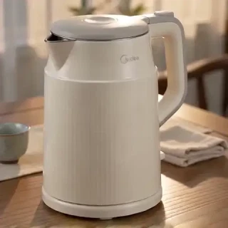 美的 电水壶热水壶 大容量家用烧水壶 双层防烫 1.5L MK-SHM1569