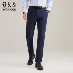雅戈尔 男士春夏季宾霸莱卡棉混纺舒适透气休闲西裤
