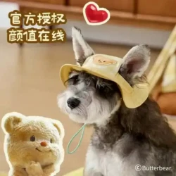 有点淘气 黄油小熊周边宠物遮阳帽夏季户外太阳帽猫狗通用M码
