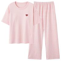Miiow/猫人 纯棉带胸垫短袖长裤睡衣家居服套装