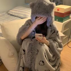 俞兆林 加绒加厚珊瑚绒 KT图案 灰色 L码 睡衣家居服套装