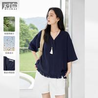 DUIBAI 女式夏装V领流苏衬衫