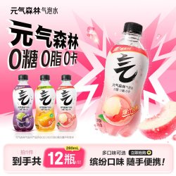 元气森林 气泡水0糖0脂0卡夏黑葡萄味多口味280mL*12瓶汽水饮料b