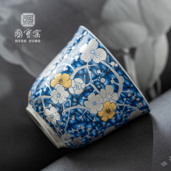 景盏 景德镇新中式鎏银冰梅茶杯