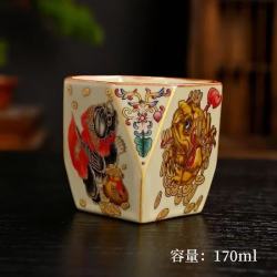 景盏 景德镇缠枝莲吉祥陶八方杯160ml