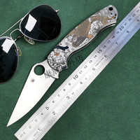 蜘蛛C81户外刀具VG10刃钛合金高硬度高质量户外露营刀具