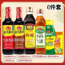 海天 调料组合6件甄选料酒生抽老抽上等蚝油陈醋鸡精调料