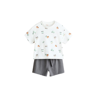 H&M 1314916 圆领短袖短裤套装 灰色/车辆 90/52(1.5-2Y)