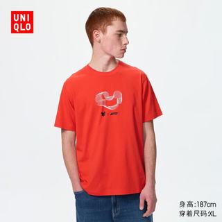 优衣库 488131 Disney x F1联名印花 珊瑚红色 XS 短袖T恤