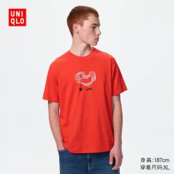 优衣库 488131 Disney x F1联名印花 珊瑚红色 L 短袖T恤