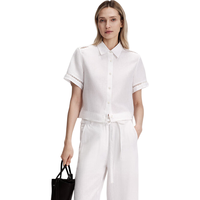Marc O'Polo 女士棉麻翻领短袖衬衫 米白色 XS