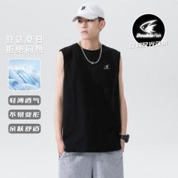 双鱼 夏季男款无袖T恤休闲时尚圆领百搭轻薄背心上衣男