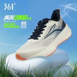 361° 跑鞋男2025夏季新款潮流飞标透气网面轻便缓震运动鞋 羽毛白/萤光亮光绿 43
