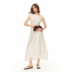 独束 女装天丝醋酸分片拼接半裙2026夏季新品时尚伞裙