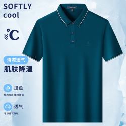 梦特娇 珠地透气棉 撞色领袖 男士短袖Polo衫