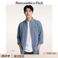 Abercrombie & Fitch 125-6044 小麋鹿图案 蓝色条纹 S(175/92A) 长袖衬衫
