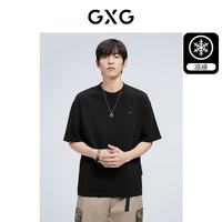 GXG 男装 夏季重磅系列精致小字母绣花圆领短袖T恤 黑色 M