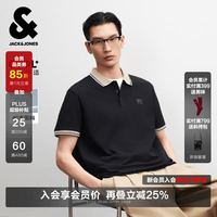 杰克琼斯 杰克·琼斯（JACK&JONES）男装25年凉感POLO衫男士翻领短袖T恤夏季商务休闲撞色高端半袖 E40黑色 常规 M