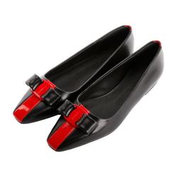 Salvatore Ferragamo FERRAGAMO 菲拉格慕蝴蝶结饰扣亮面平底女休闲鞋