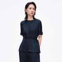 娜尔思 女士桑蚕丝烫钻短袖上衣