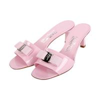 限尺码：Salvatore Ferragamo FERRAGAMO 菲拉格慕GLO系列女士甜美淡紫色蝴蝶结饰扣凉拖