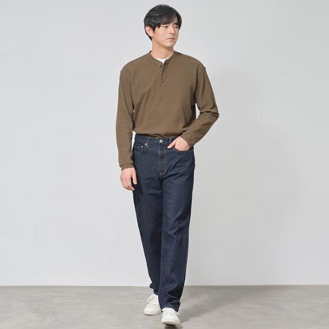 無印良品 MUJI 木棉混纺牛仔直筒裤 男士牛仔裤