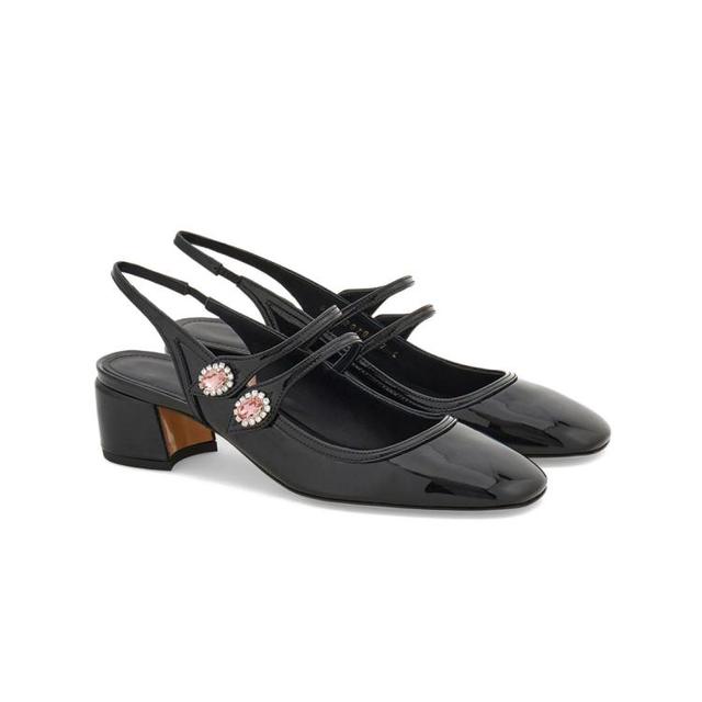 Salvatore Ferragamo 女式双层系带方形鞋头玛丽珍露跟鞋