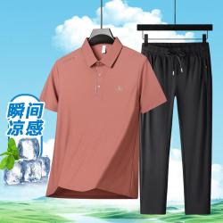 啄木鸟 吸湿透气短袖T恤抗起球耐穿休闲长裤男士运动套装