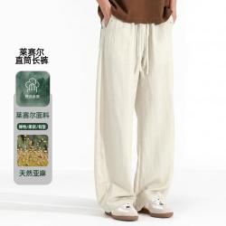马克华菲 亚麻裤男士夏季老钱风垂感裤透气天丝休闲长裤