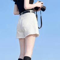 唐狮 2026夏季女式牛仔中短裤简约纯色毛边短裤宽松百搭通勤女短裤