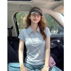 唐狮 2026夏季女小标短袖polo衫翻领净色百搭松弛舒适高级感