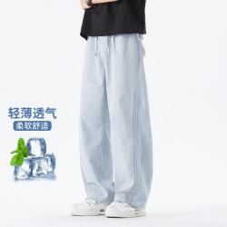 马克华菲 美式高街直筒工装裤夏季弹力垂感亲肤抽绳男士休闲裤