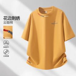 马克华菲 刺绣t恤男士简约时尚设计感冰丝短袖圆领宽松夏季凉感半袖男新款