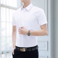 青年春秋季白衬衫男半袖商务休闲韩版修身黑工装长袖伴郎衬衣寸职