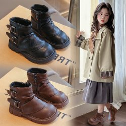 女童马丁靴2026春秋新款儿童靴子中大童学生英伦风短靴女孩单靴