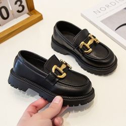女童小皮鞋软底软皮2025春秋新款时尚马衔扣英伦乐福鞋中大童单鞋