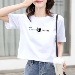 小个子白色短款t恤女2026夏季新款宽松舒适显瘦简约百搭半袖棉T恤