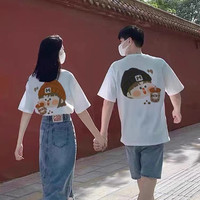 网红夏季潮流百搭纯棉印花情侣装短袖T恤 轻职风卡通动漫宽松圆领