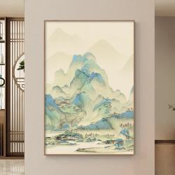 新中式千里江山玄关装饰画
