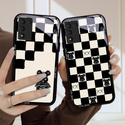 啸清 oppo真我q3s手机壳棋格潮熊realmeq3可爱q3pro女款高级情侣q3pro
