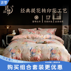 远梦 雅姿兰黛高档提花贡缎四件套印花加厚床单床笠被罩