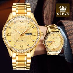 OLEVS 瑞士认证高级正品手表男士高档大气金色时尚休闲商务新款男表防水