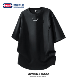 GENIOLAMODE 解构链条设计短袖T恤男款夏季宽松上衣