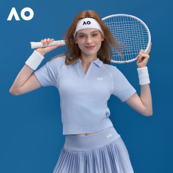 AO澳网运动POLO衫经典一体织一体杯短袖女网球服领跑步修身T恤