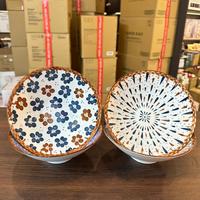 OMGD 日式8英寸藤编面碗复古家用陶瓷釉下彩ins风饭碗汤碗加厚防烫碗x