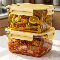星优 大容量玻璃保鲜盒泡菜罐冰箱收纳盒密封饭盒食品级