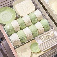 洛威 景德镇正品奶油风餐具家用碗盘餐具套装一套送礼碗盘筷子