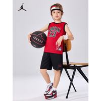 Jordan 耐克AJ童装儿童套装背心短裤两件套 Nike男女童篮球运动服 正黑色