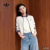 adidas 三叶草女子KNIT TRACK TOP夹克 LF2334