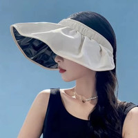 颐沛凌 H7814 女夏季新款防紫外线黑胶贝壳帽 米色 均码
